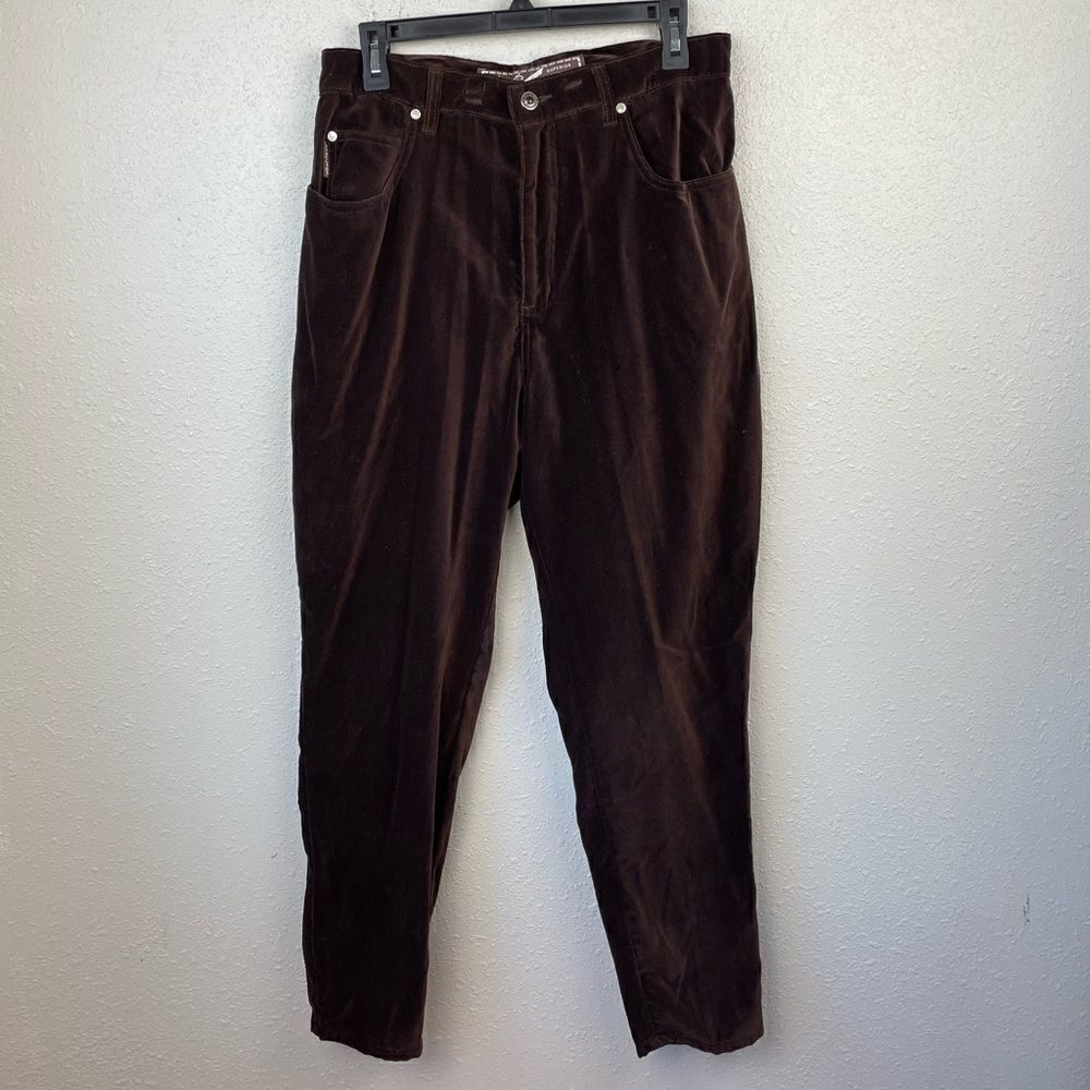 NWT No Excuses Womens Brown Velvet Straight Leg Pants Size 13/14